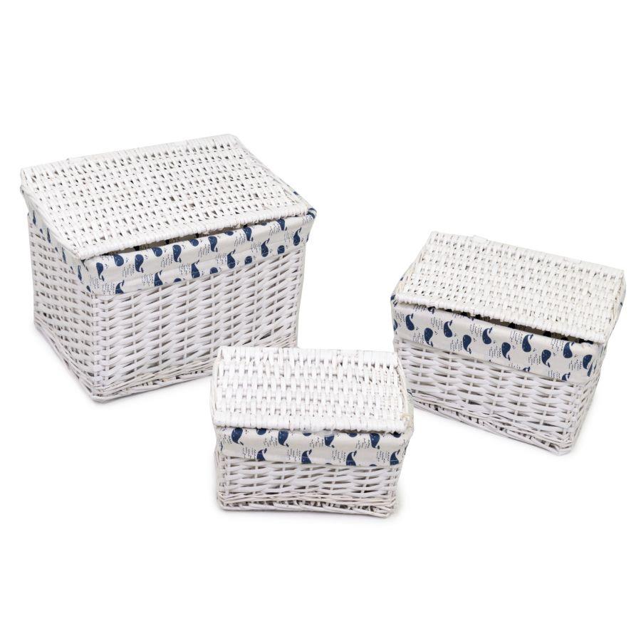 Scatola vimini ismaele 1-3 bianco rettangolare cm 45x35h30