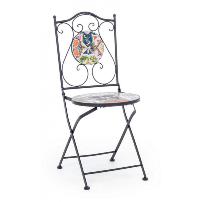 Sedia da giardino esterno in acciaio con ceramica pieghevole iperbriko