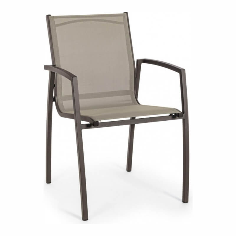 Sedia in alluminio con braccioli Hilla Coffee
