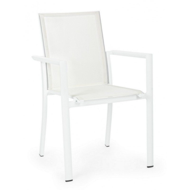Sedia in alluminio con braccioli Konnor bianco