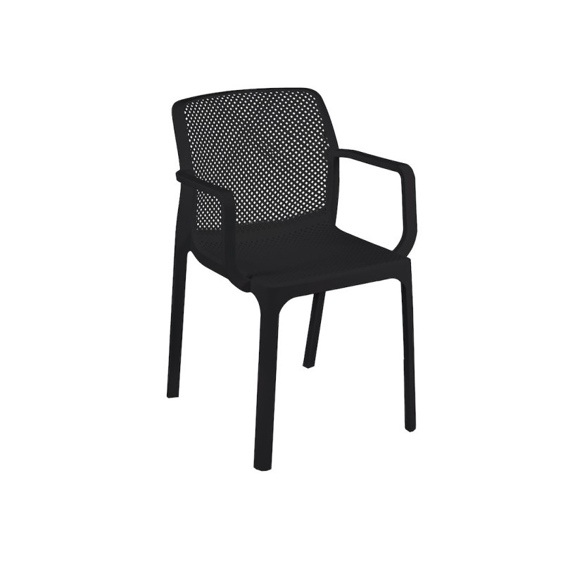 Sedia in polipropilene da giardino con braccioli Antracite DALIAN 46,5x53,5x h55 cm