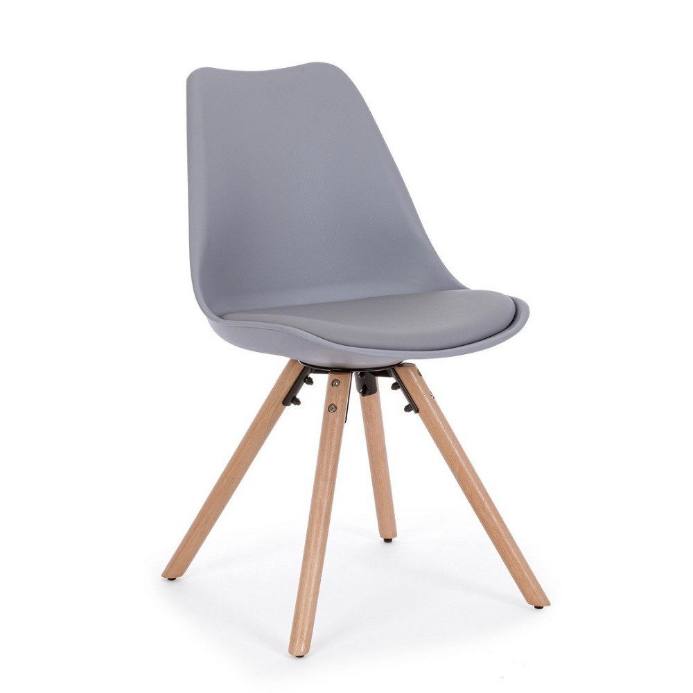 Sedia moderna legno plastica similpelle grigio New trend cm 59 x 49 x 83,5