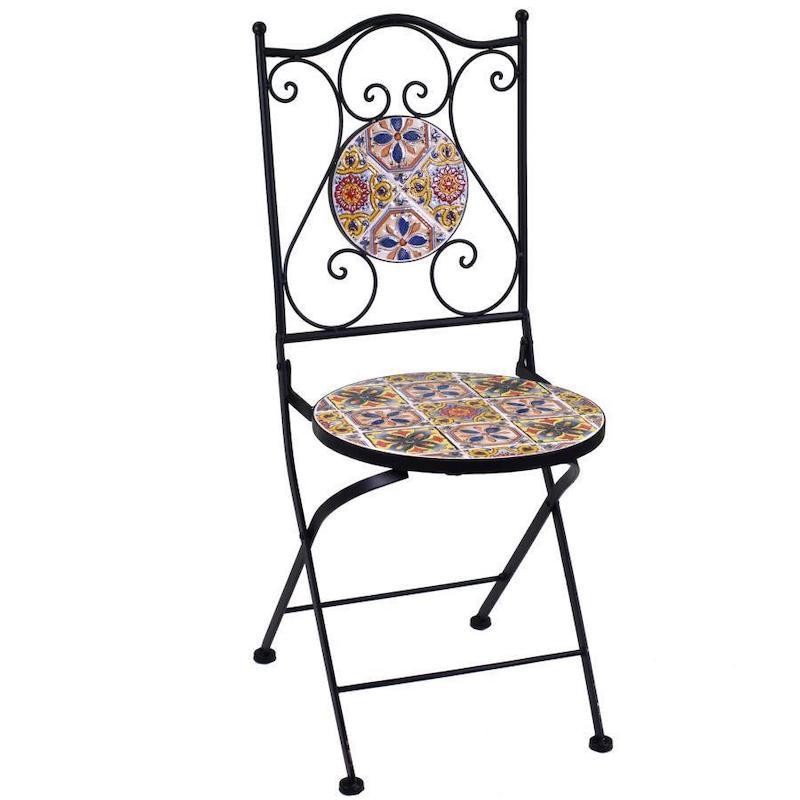 Sedia mosaico Trapani tondo cm ø38h46-92