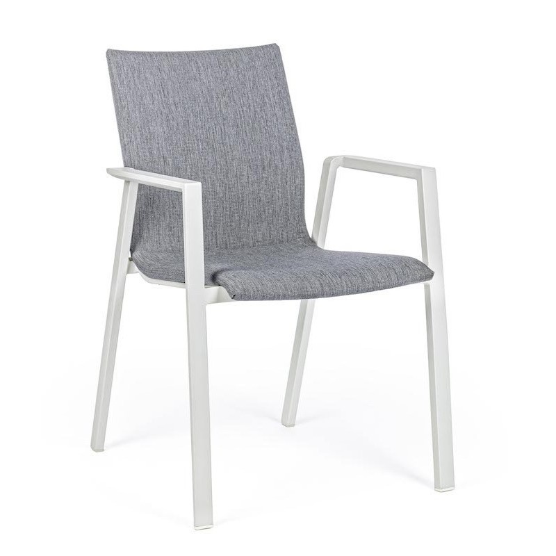 Sedia per esterno in alluminio Bianco con cuscino Grigio Scuro ODEON 55,5x60 h83 cm