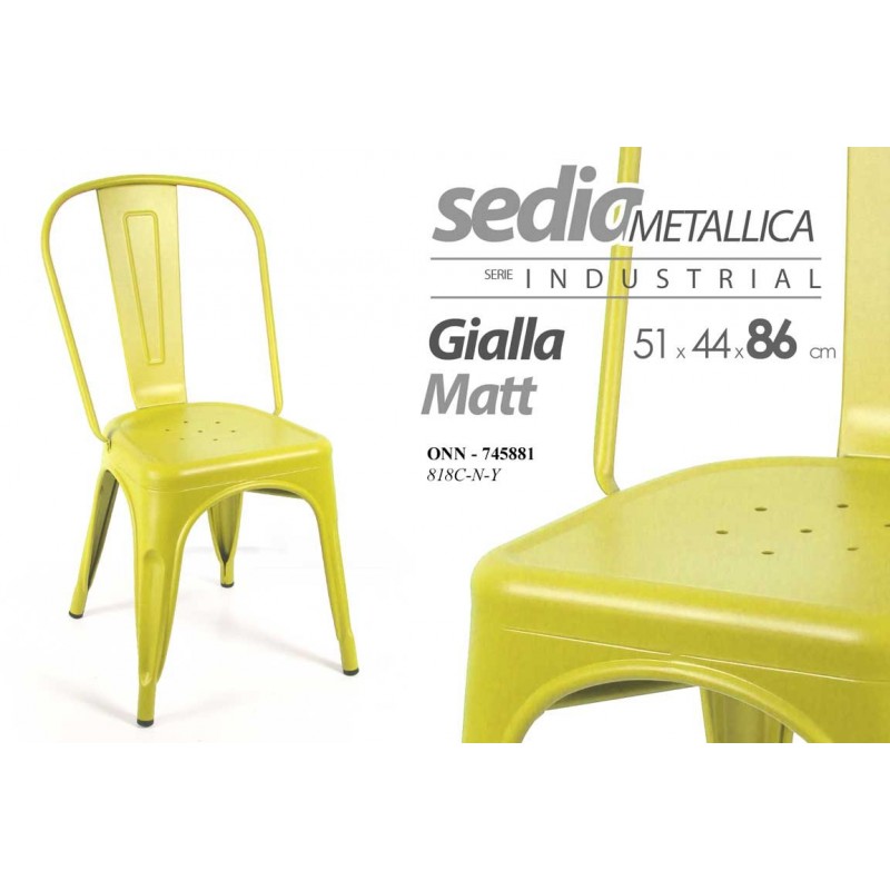 4x Sedia sala cucina in metallo giallo stile urban