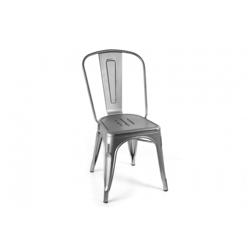Sedia sala cucina in metallo grigio stile urban cm 51 x 44x 86 h