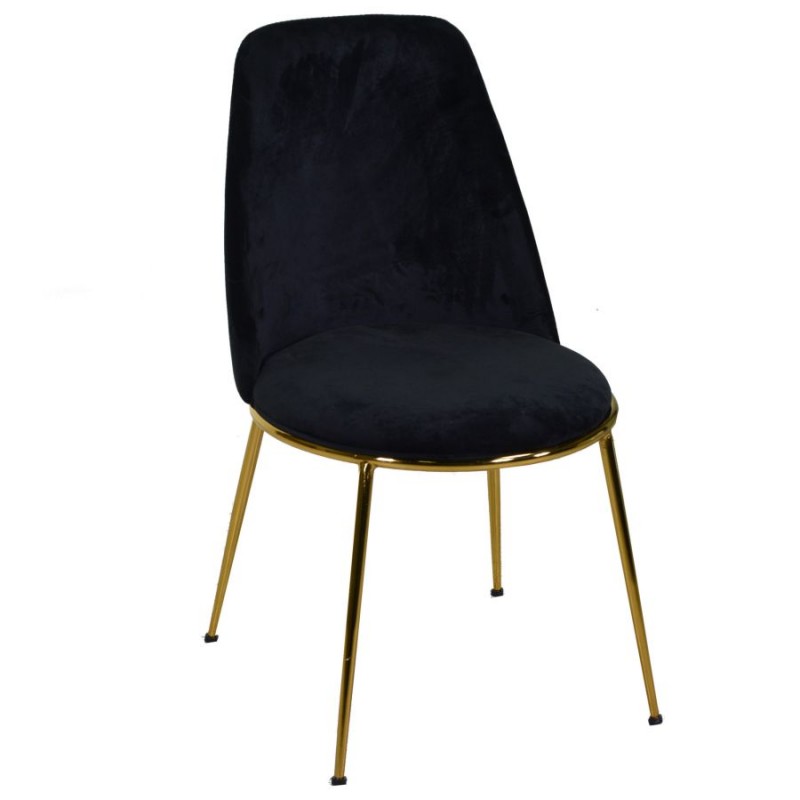 Sedia salotto design velluto e metallo oro rotterdam nero