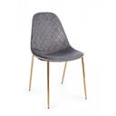 Sedia salotto in velluto grigio con gambe oro