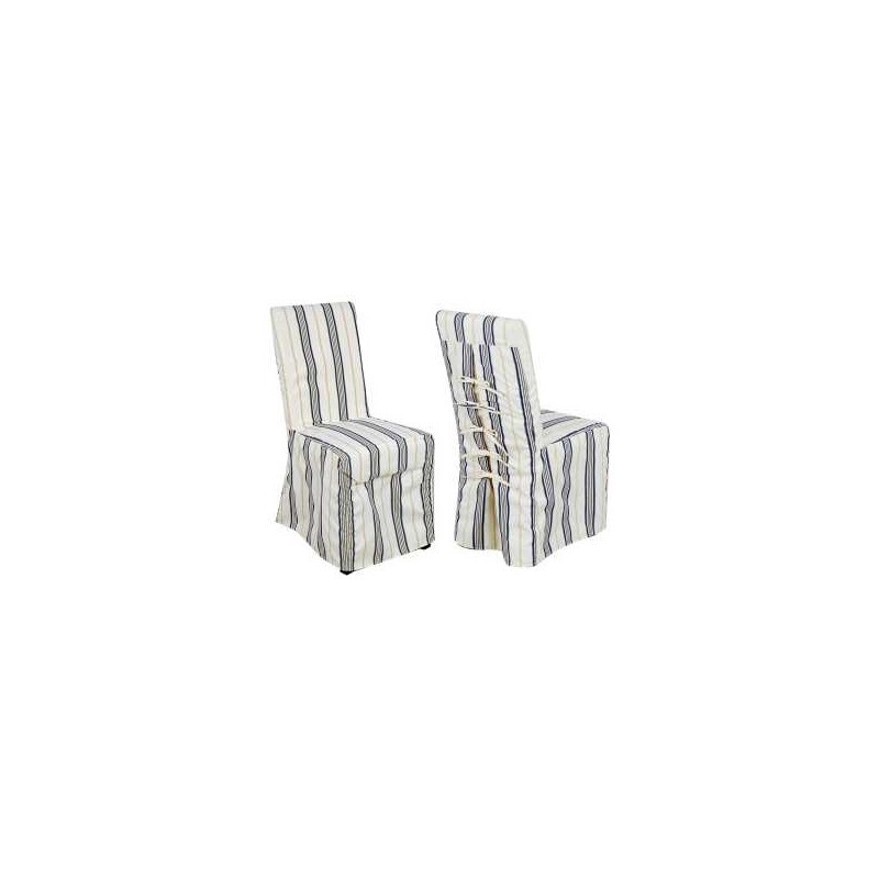 Sedia tessuto a righe grigio-blu