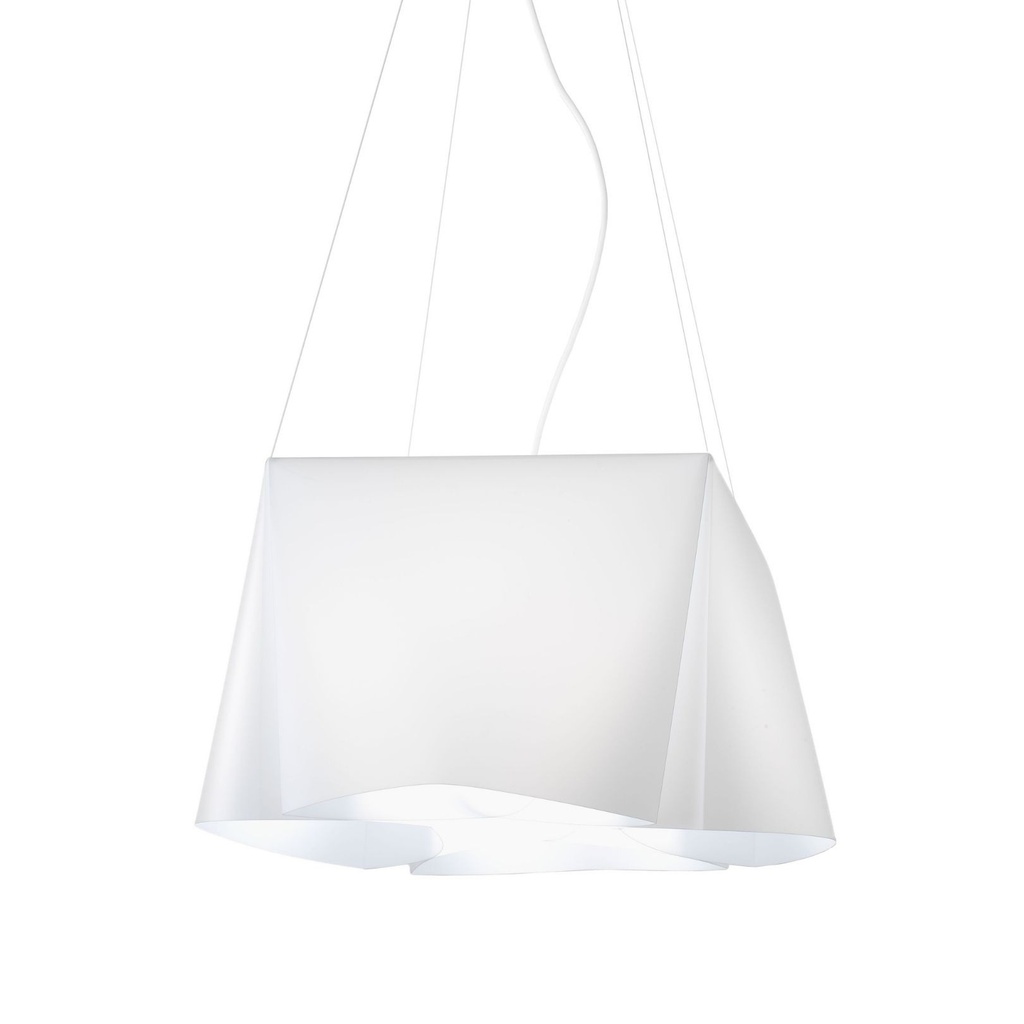 Sospensione 3 Luci Bianco in Metallo Cromato Cm. 59 x 31h