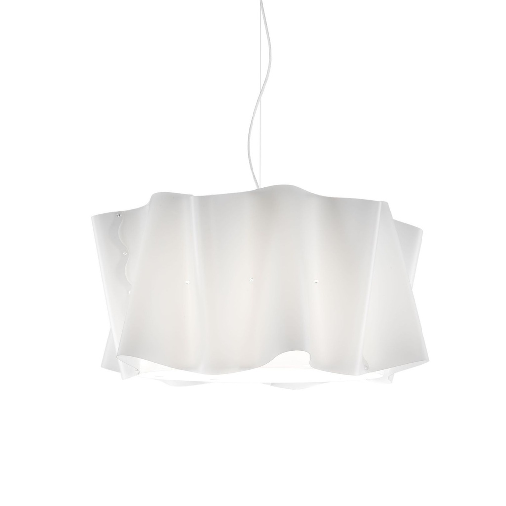 Sospensione 3 Luci Bianco in Metallo Cromato Cm. 60 x 32h