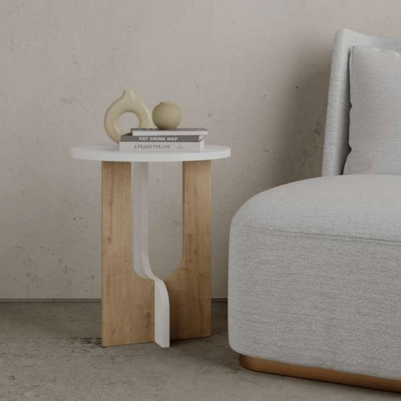 Tavolino da salotto Luna bianco e rovere 40x40x47h
