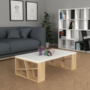 Tavolino da salotto rettangolare Honey con piano bianco e gambe rovere L 105 x P 60 x H 40 cm