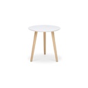Tavolino tondo bianco 3 piedi legno di pino diam.48xh.45 cm