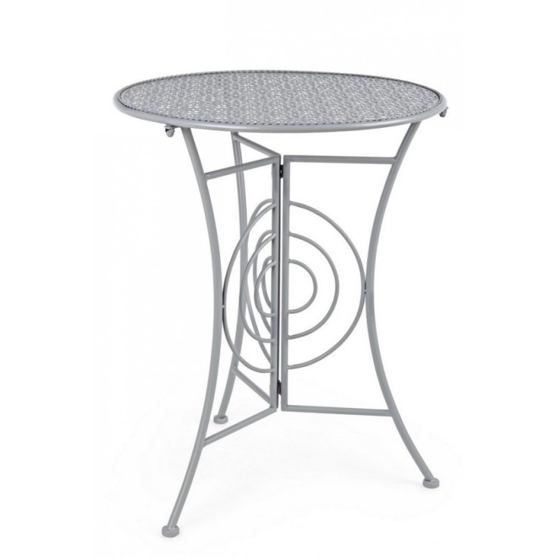 Tavolino tondo pieghevole da giardino in acciaio Grigio MARLENE diametro 60x h77 cm