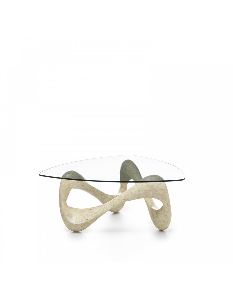 Tavolino trasparente-beige 100 cm x 100 cm H. 42.5 cm