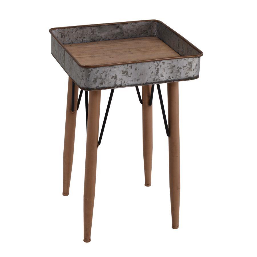 Tavolino vassoio metallo quadro cm35x35h55