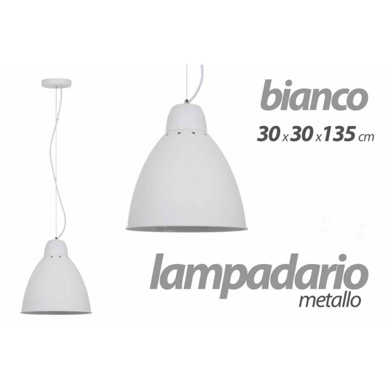 lampadario bianco in metallo stile urban industrial cm 30 x 30 x 1.35 h