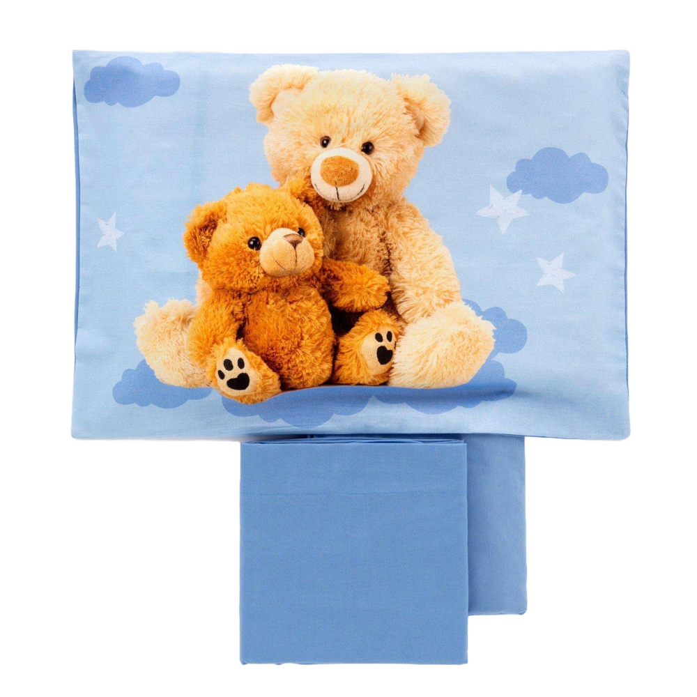Completo Lenzuola Lettino Baby - 115x180 sopra, 65x115/ang. 25 sotto, federa 38x50