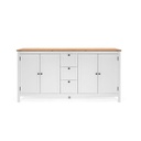 (2c) Mobile credenza 4 ante 3 cassetti bianco con top rovere 180x40xh.90 cm (BERGEN51BI)