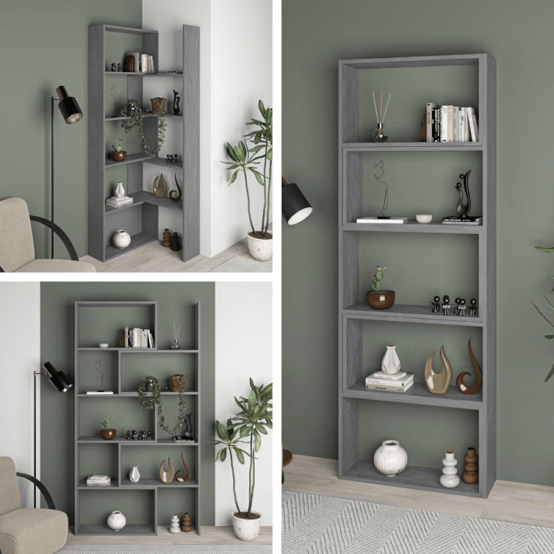 (2c)Libreria Wish estensibile angolare grigio retro 200h