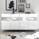 (3c) Madia 4 ante bianco lucido con inserto in vetro 184x50xh.101 cm(KORTEN4BI)