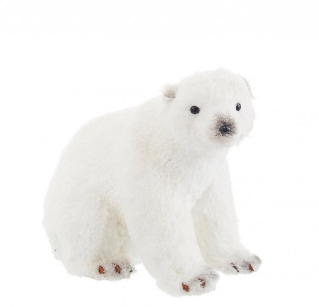 3x Orso Alaska Seduto Bianco S 25,5x17x21h cm