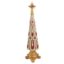[V6318850000] Albero resina oro rosso cm 13,5x13h58,5