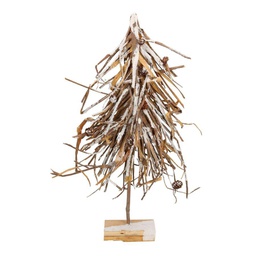 [V6134310000] Albero tessuto rattan innevato cm30x6h65