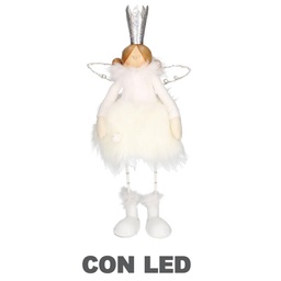 [V6116060000] Angelo metallo bianco con led cm13x13h21