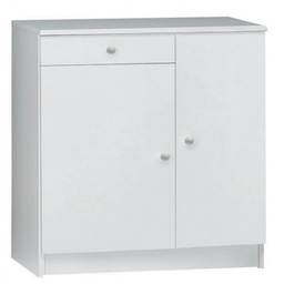 [O34200BIK] Armadio multiuso basso due ante un cassetto Bianco 77x34x h80 cm