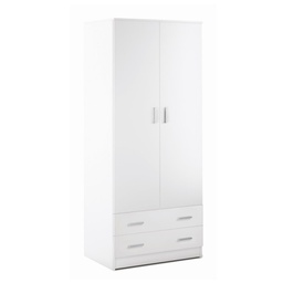 [A45600BIK] Armadio multiuso due ante due cassetti Bianco 77x52x h182 cm