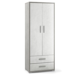 [ODB359CEOSK] Armadio multiuso due ante due cassetti Cemento Bianco 71x41x h182 cm