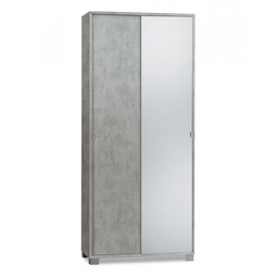 [A798CESPK] Armadio multiuso due ante scorrevoli con specchio Beton Cemento 82x41x h190 cm