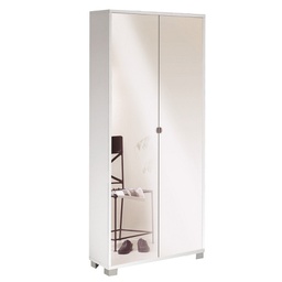 [A747BFSPK] Armadio multiuso slim due ante a specchio otto ripiani Bianco Cenere 83x29x h190 cm