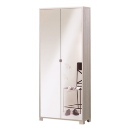 [A747OLSPK] Armadio multiuso slim due ante a specchio otto ripiani Olmo Chiaro 83x29x h190 cm