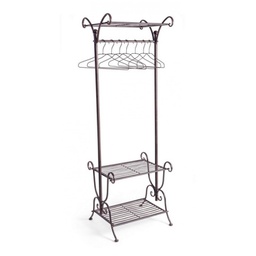 [B0720460] Attaccapanni in acciaio Marrone tre ripiani Marrone MELANIE 55x46x h170 cm