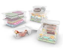 [332361] C-Box: il contenitore trasparente multiuso con coperchio e porta oggetti (dimensioni L di 38,5x55x16,5 cm)