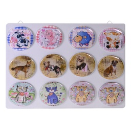 [V1861390000] Calamita metallo set 12 pezzi ass animali c/espositore cmø7,3