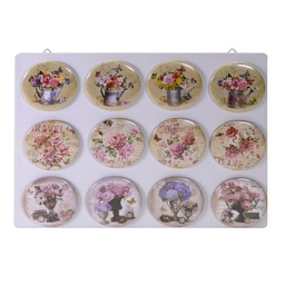 [V1863590000] Calamita metallo set 12 pezzi ass fioric-espositore cmø7,3