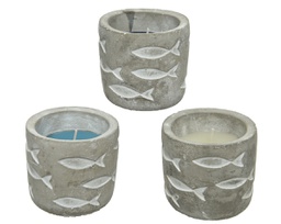 [20041911] Candela cera alla citronella con vaso in cemento da esterno