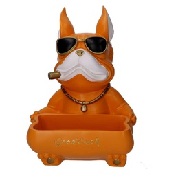 [V8543120000] Cane resina svuotatasche arancione cm 22x22h30
