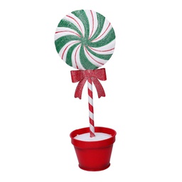 [V6160190000] Caramella metallo lecca-lecca con vaso verde cm11,5x9h30,5