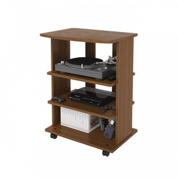 [A10521] Carrello porta Tv noce antico 2 ripiani aperto Cm 60x45xH 81