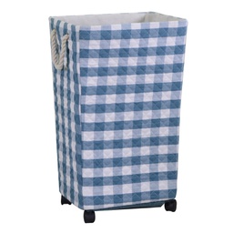 [V1992140000] Cestone  tessuto azzurro rettangolare con rotelle cm 40x30h70