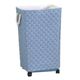 [V1992120000] Cestone  tessuto azzurro rettangolare con rotelle cm 40x30h70