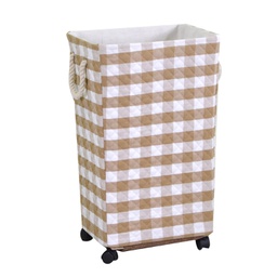[V1992130000] Cestone  tessuto tortora rettangolare con rotelle cm 40x30h70