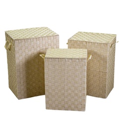 [V19186200BI] Cestone poliestere crema foderato 1-3 rettangolare cm 40x30x55