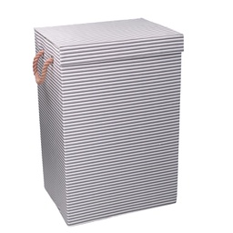 [V1992480000] Cestone tessuto grigio con coperchio cm 40x30h60