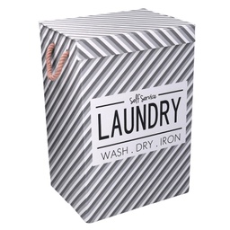 [V1992490000] Cestone tessuto laundry grigio con coperchio cm 40x30h60